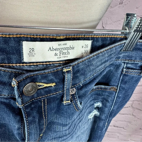 abercrombie & fitch skinny boot distressed jeans size 2 regular 26/33 boho - Picture 2 of 10